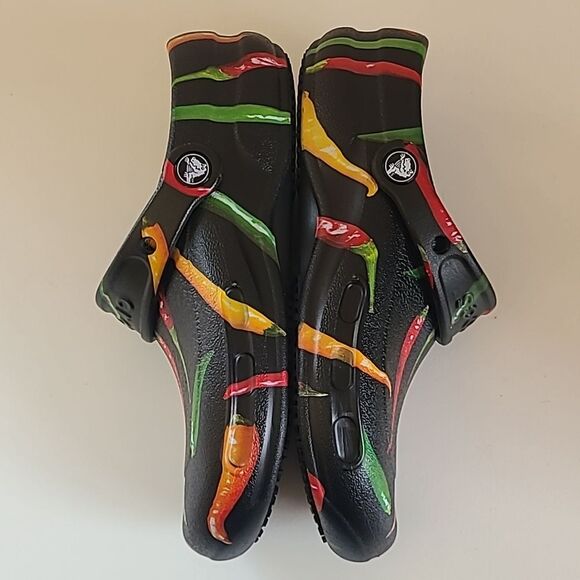 Crocs At Work Bistro Graphic Black Multi Colored Peppers Work Clogs Mules Size 6 - Picture 10 of 16